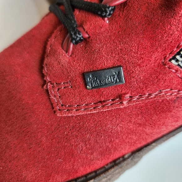 Rieker Red Suede Knit Accent 70840 Boots Size 37 - Picture 8 of 14
